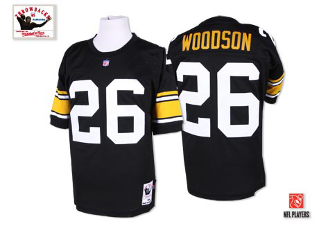 Men's Authentic Rod Woodson Mitchell and Ness Jersey Black Home - #26 Throwback NFL Pittsburgh Steelers